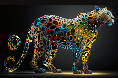 Abstract colorful leopard on black background. Vector illustration for your designの素材