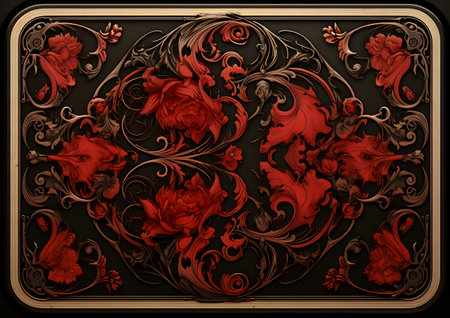 3D render of a vintage background with floral ornaments.の素材