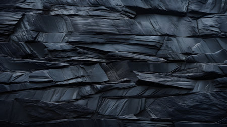 Black slate stone wall texture. Abstract background and texture for design.の素材