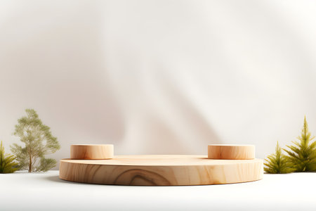 Wooden pedestal on white background. 3d rendering, mock upの素材
