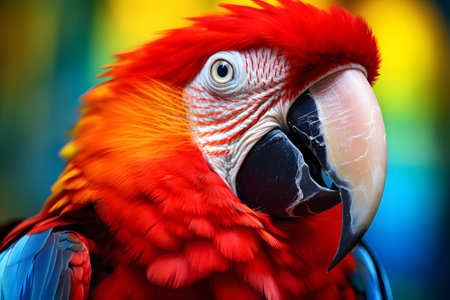 Macaw parrot close-up portrait. Colorful background.の素材