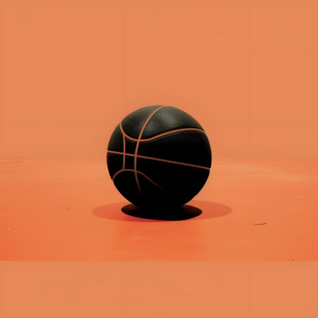 Basketball ball on a orange background. 3d render illustration.の素材