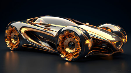 Abstract 3d rendering of a sports car. Black and gold color.の素材