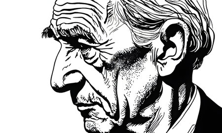 Sketch of the head of a man with a mustache.の素材