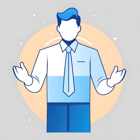 Businessman in a white shirt and blue pants. Vector illustration.の素材