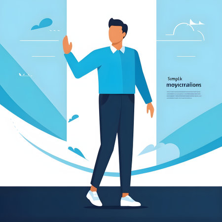 Businessman. Vector illustration in flat style. Businessman in blue shirt.の素材