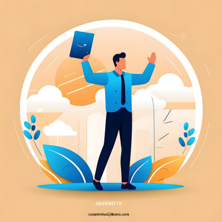 Businessman with book in hand. Vector illustration in flat style.の素材