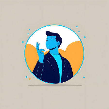 Businessman showing ok sign. Vector illustration in flat design style.の素材