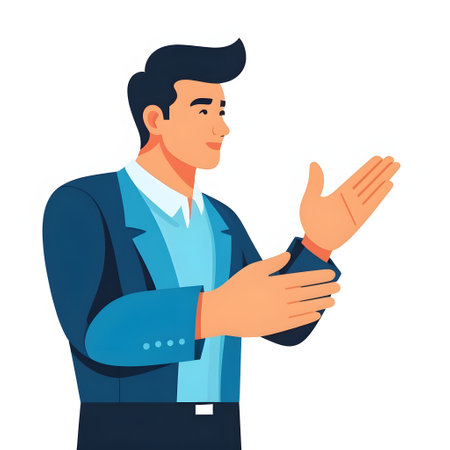 Businessman clapping hands. Vector illustration in a flat style.の素材
