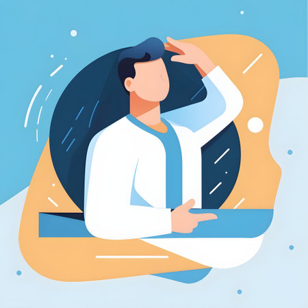 Man with headache. Health care concept. Vector illustration in flat styleの素材