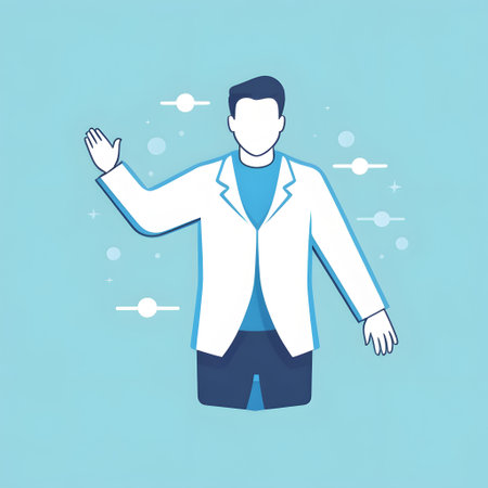 Vector illustration of a doctor in a white coat. Flat style.の素材