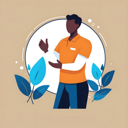 Young african american man showing ok hand sign. Vector illustration.の素材