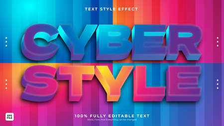 Cyber style premium gradient editable text effect Premium Vectorのイラスト素材