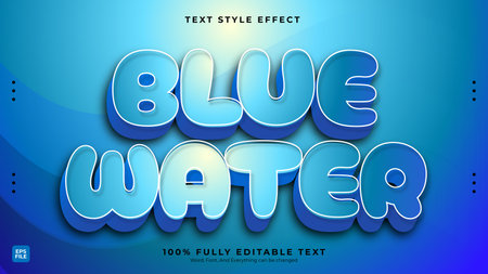 Editable vector text effect blue water text style concept Premium Vectorのイラスト素材