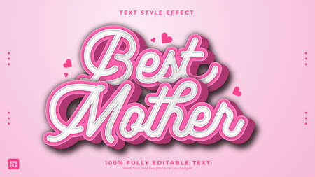 Editable vector text effect best mom girly text style conceptのイラスト素材