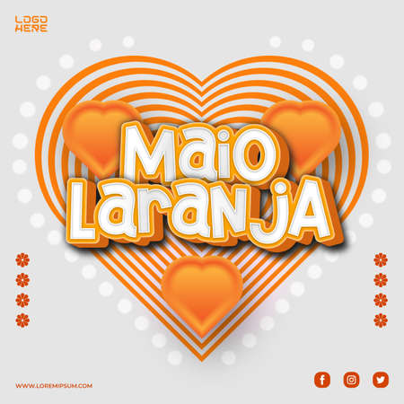 Maio laranja campaign social media post design templateのイラスト素材