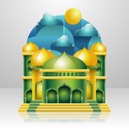 vector mosque illustration with bright color shadesのイラスト素材