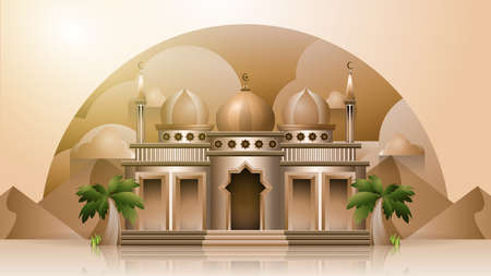 mosque realistic vector illustration for design needsのイラスト素材