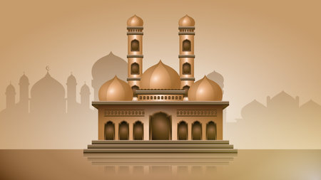 Mosque building vector digital illustration image backgroundのイラスト素材