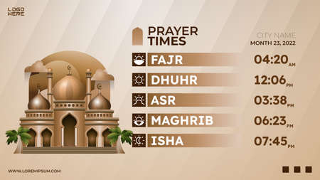 Muslim prayer time schedule editable template designのイラスト素材