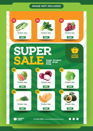 grocery store product promotion catalog template for advertisingのイラスト素材