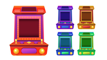 casino gambling machine colorful illustrationのイラスト素材