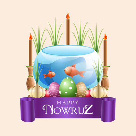 Vector illustration of a goldfish for happy nowruz posterのイラスト素材