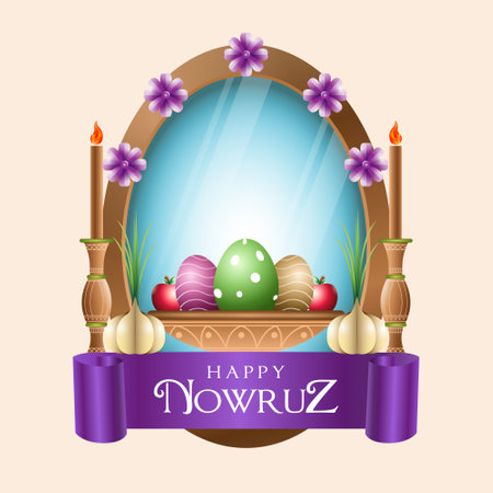 Happy Nowruz day greeting card templateのイラスト素材