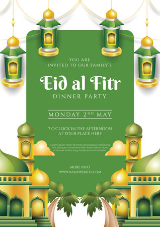 Eid al fitr greeting card design template. Vector illustration.のイラスト素材