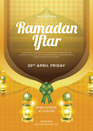 Ramadan iftar poster template. Vector Illustrationのイラスト素材