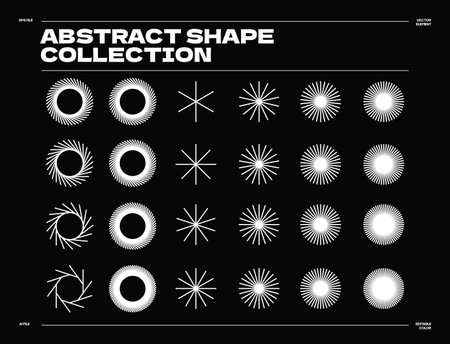 Set of abstract vector black and white design elements for graphic layout.のイラスト素材