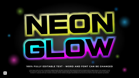 Editable text effect with neon glow themeのイラスト素材