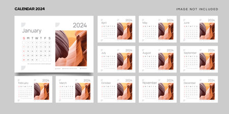 Calendar 2022. Set of 12 months. Stationery design template.のイラスト素材