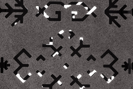 metal construction with holes, pattern on metal