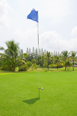 Golf ball with hole の写真素材