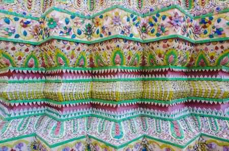 temple wall ornate ceramic, Thailandの写真素材