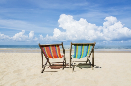 chair on the beachの写真素材