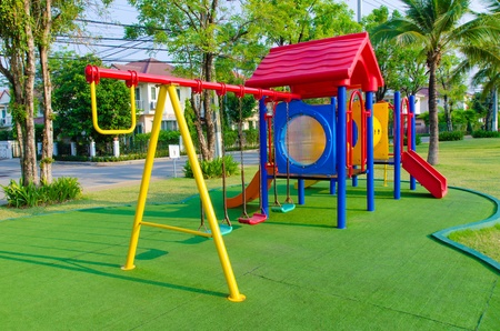 Colorful playground in city parkの写真素材