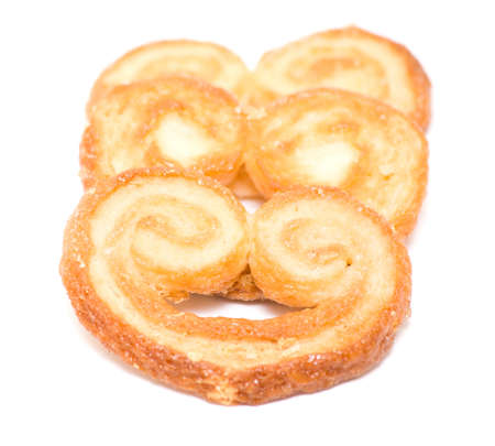 Palmera (Palmier); sweet puff pastry, isolated on white,の写真素材
