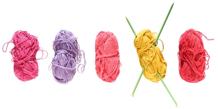 something bright for summer (row of brightly-colored cotton yarn balls)