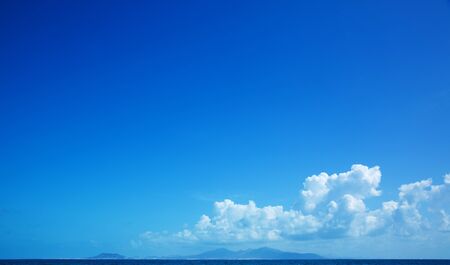 Island of Lanzarote, as seen from the northern tip of Fuerteventuraの写真素材