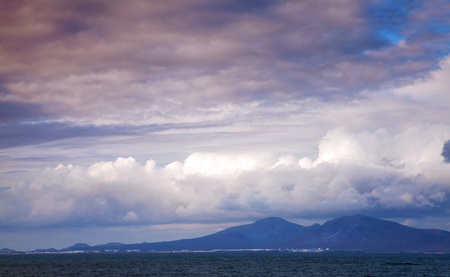 evening Lanzarote, as seen from the north of Fuerteventuraの写真素材