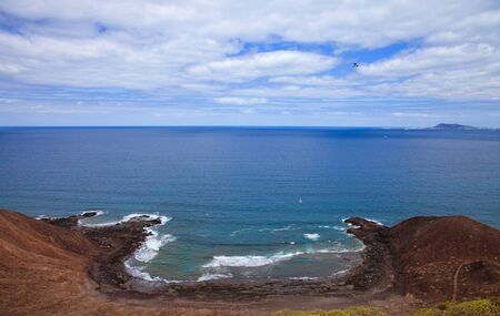 Canary Islands, small island Isla de Lobos,view north from the only prominent extinct volcano on it,...