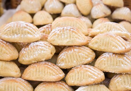 sweet italian marzipan biscuits for sale at a marketplace
