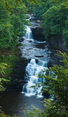 Corra Linn waterfall Clyde Valleyの写真素材