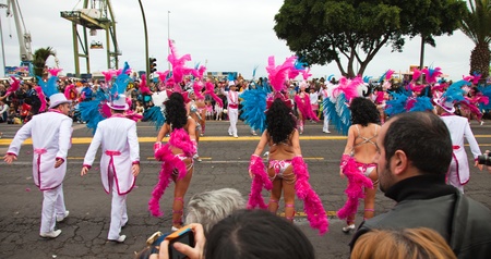 SANTA CRUZ, SPAIN - February 12: one of the samba collectives doing their routine during the...