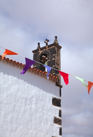 Northern Fuerteventura, church in Lajares decorated for festivitiesの写真素材