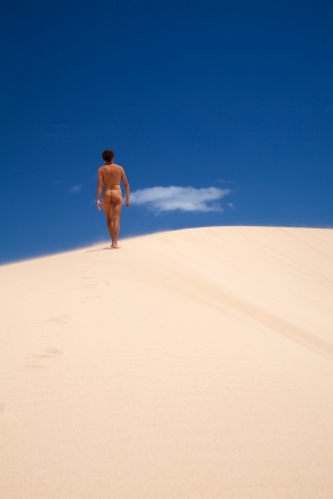Naturist in the dunesの写真素材