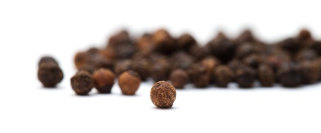 black pepper macro, isolated on whiteの写真素材