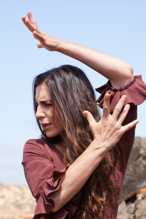 flamenco in the malpaisの写真素材